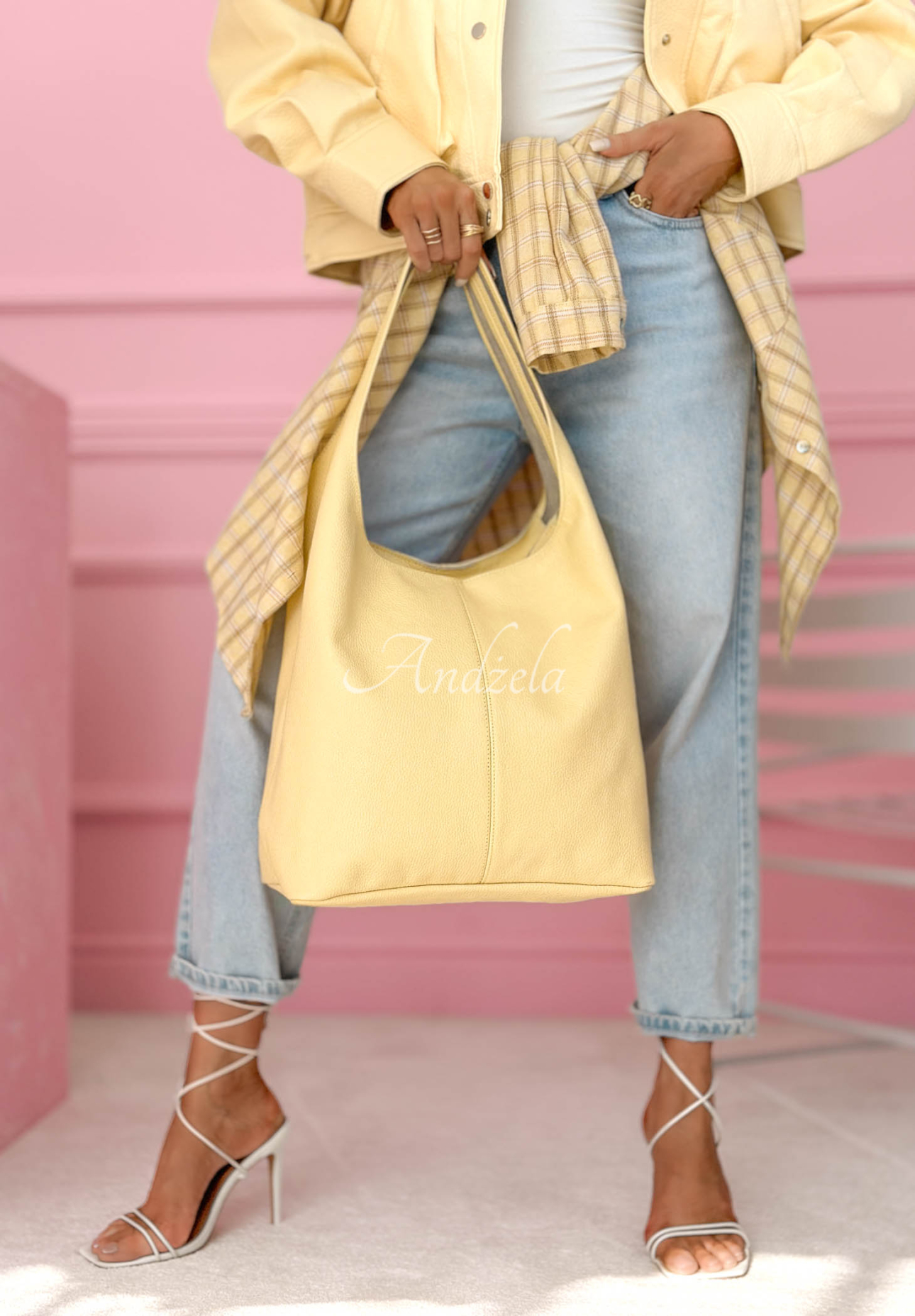 Justice yellow leather handbag