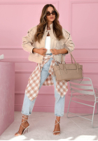 Krótka skórzana kurtka z kołnierzem Jolie żółta