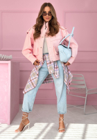 Krótka skórzana kurtka z kołnierzem Jolie żółta