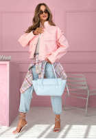 Krótka skórzana kurtka z kołnierzem Jolie żółta