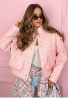 Krótka skórzana kurtka z kołnierzem Jolie żółta