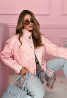 Krótka skórzana kurtka z kołnierzem Jolie żółta