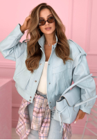 Krótka skórzana kurtka z kołnierzem Jolie żółta