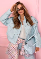 Krótka skórzana kurtka z kołnierzem Jolie żółta