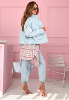 Krótka skórzana kurtka z kołnierzem Jolie żółta