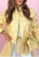 Krótka skórzana kurtka z kołnierzem Jolie żółta