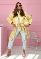 Krótka skórzana kurtka z kołnierzem Jolie żółta