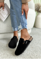 Zamszowe chodaki z paskiem Madison czarne