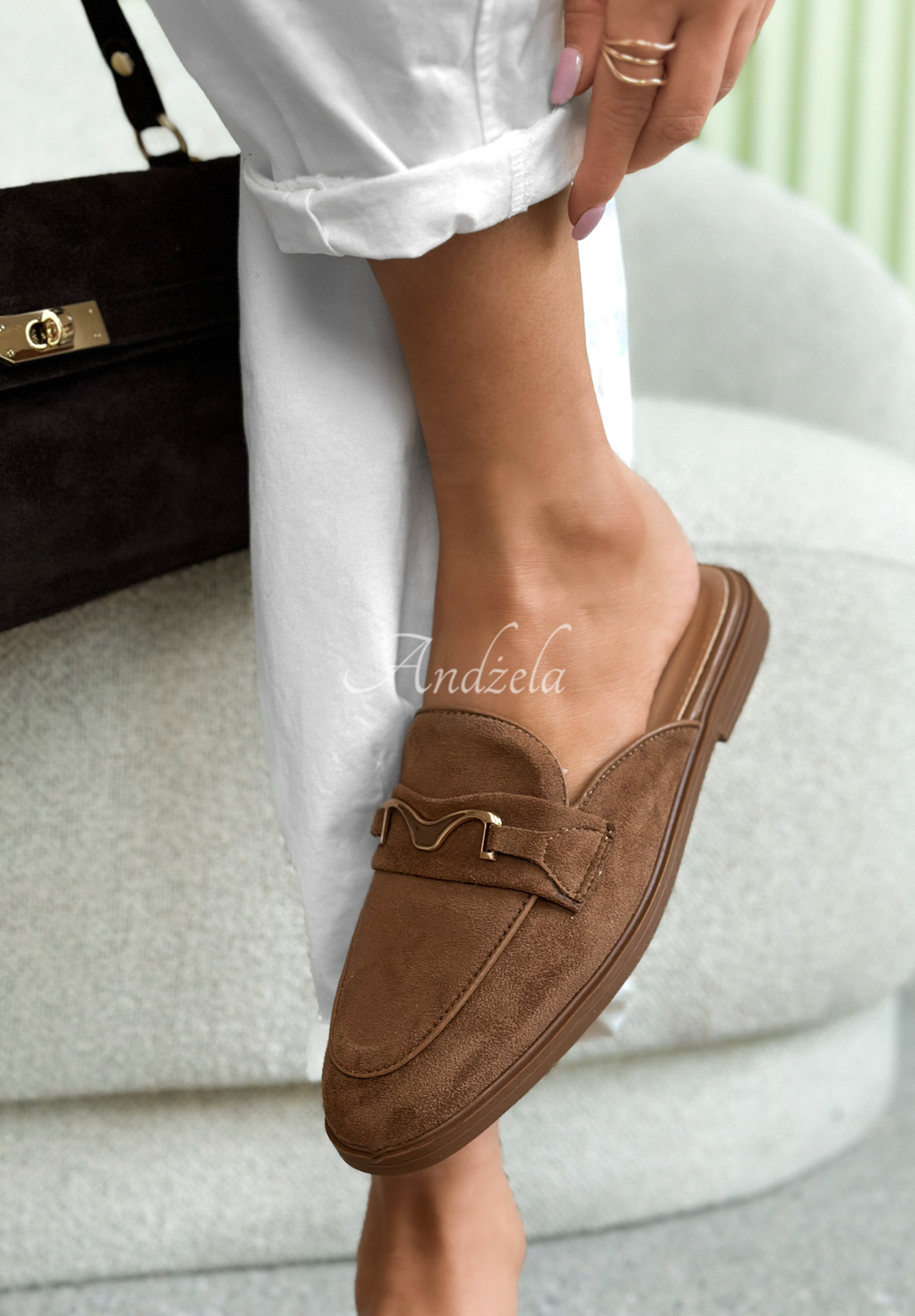 Sylvette camel suede moccasin sandals