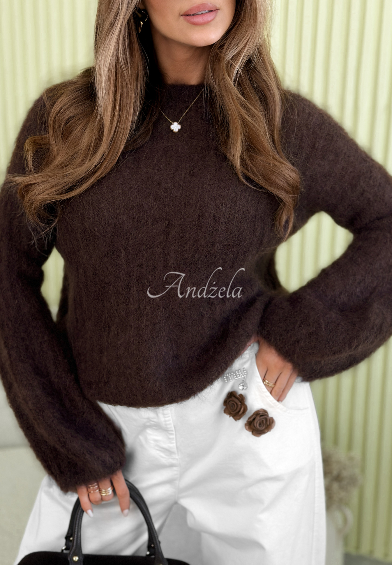 Soft mohair sweater with wide sleeves Cotton Candy chocolate