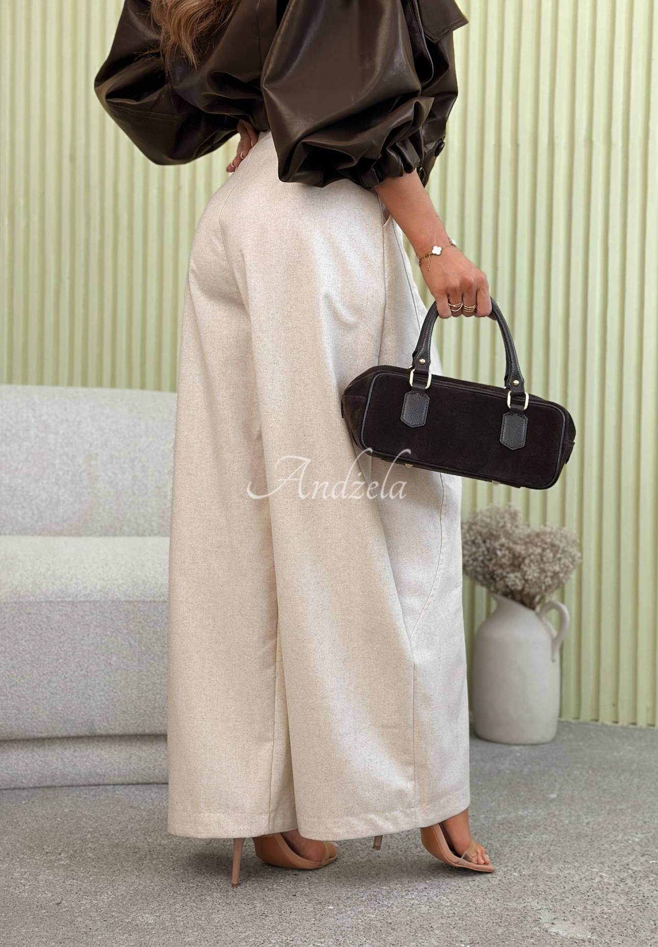 Serenella beige linen balloon pants