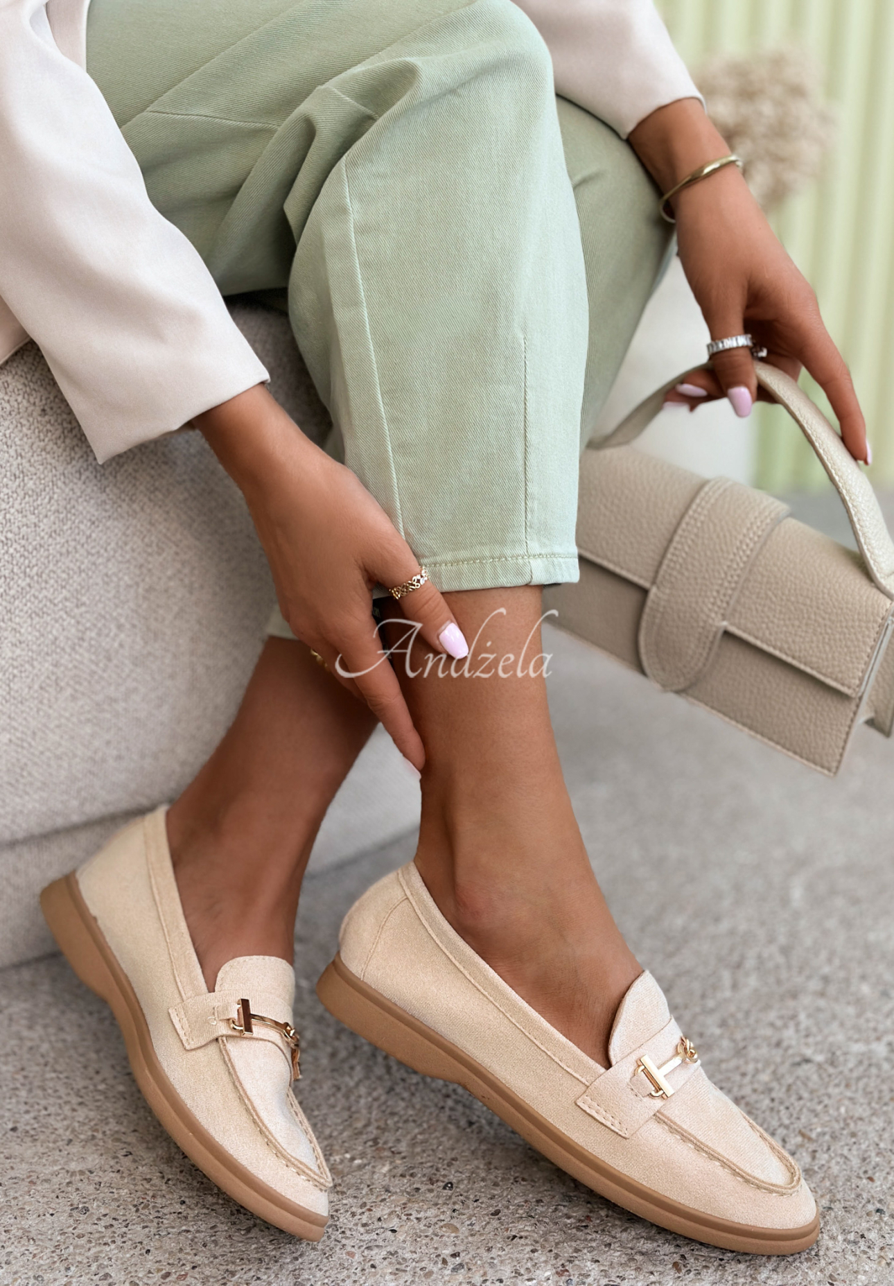 Zamszowe mokasyny Spirit Rebirth jasnobeżowe