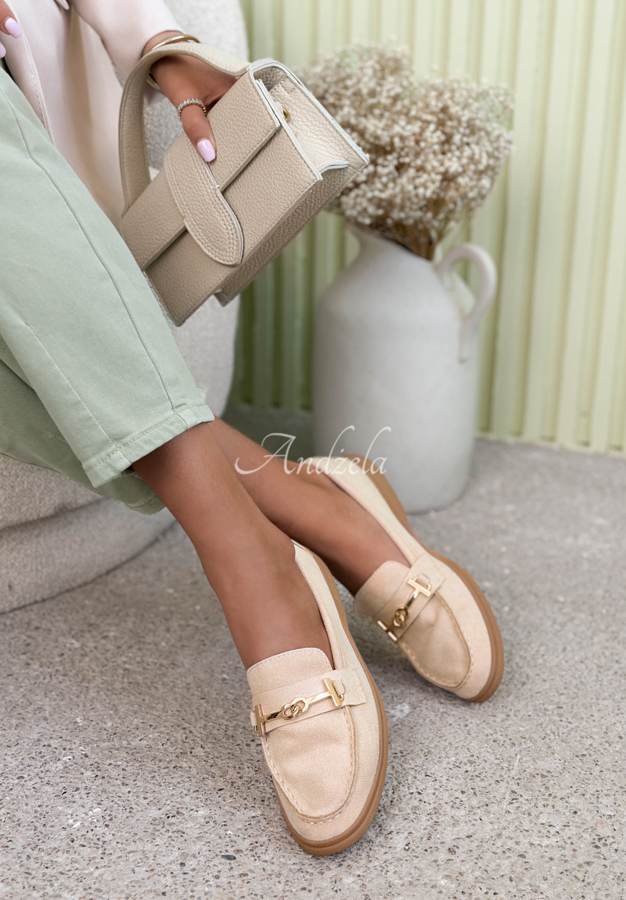 Spirit Rebirth suede moccasins in light beige