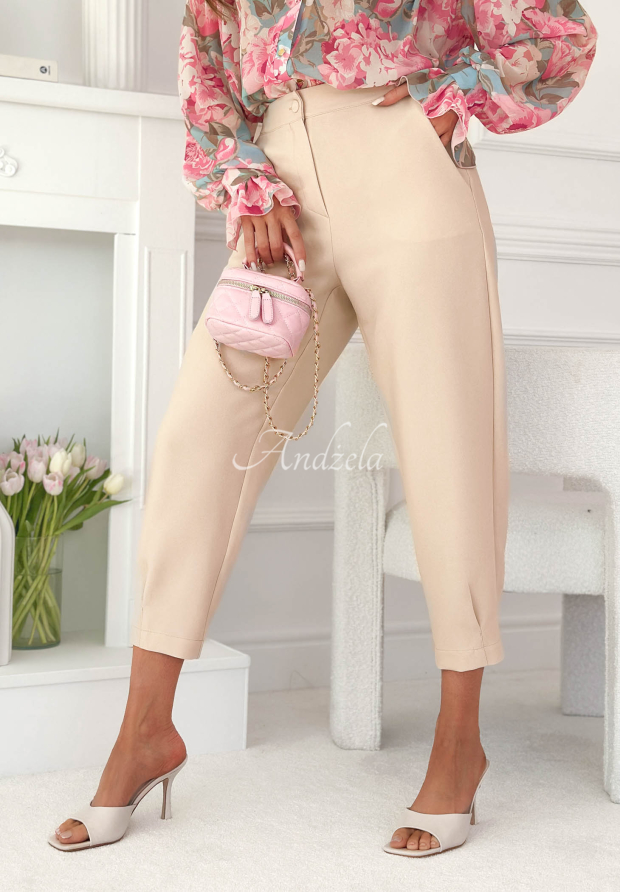 Elegant Laura beige viscose cigarette pants
