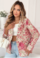 Żakardowa marynarka w kwiaty Catarina różowa