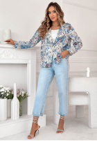 Żakardowa marynarka w kwiaty Catarina różowa