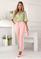 Kwiecista koszula z bufkami Dakota pistacjowa