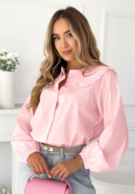 Martha powder pink viscose shirt with decorative collar