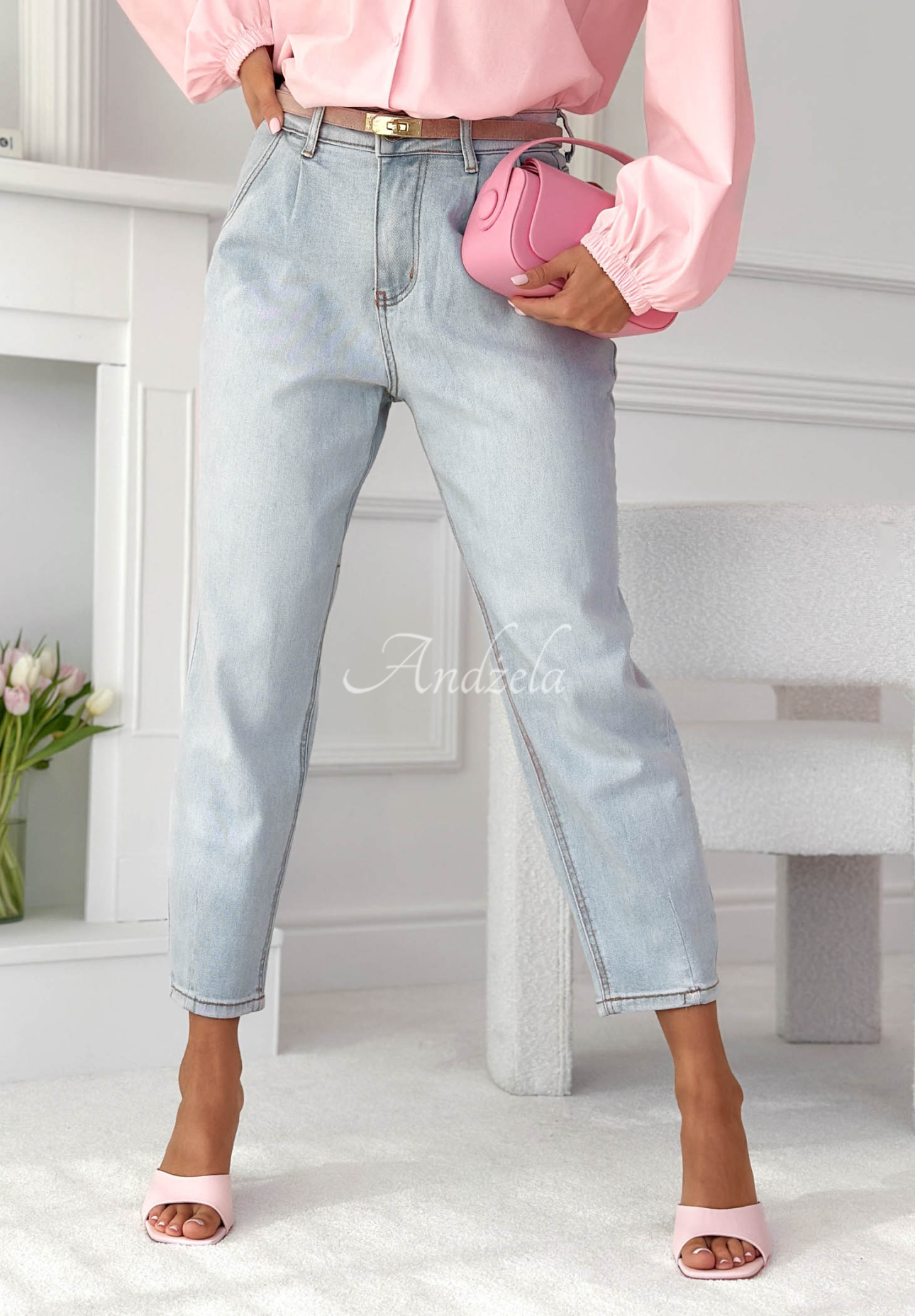 Spodnie jeansowe balloon fit Zahira niebieskie
