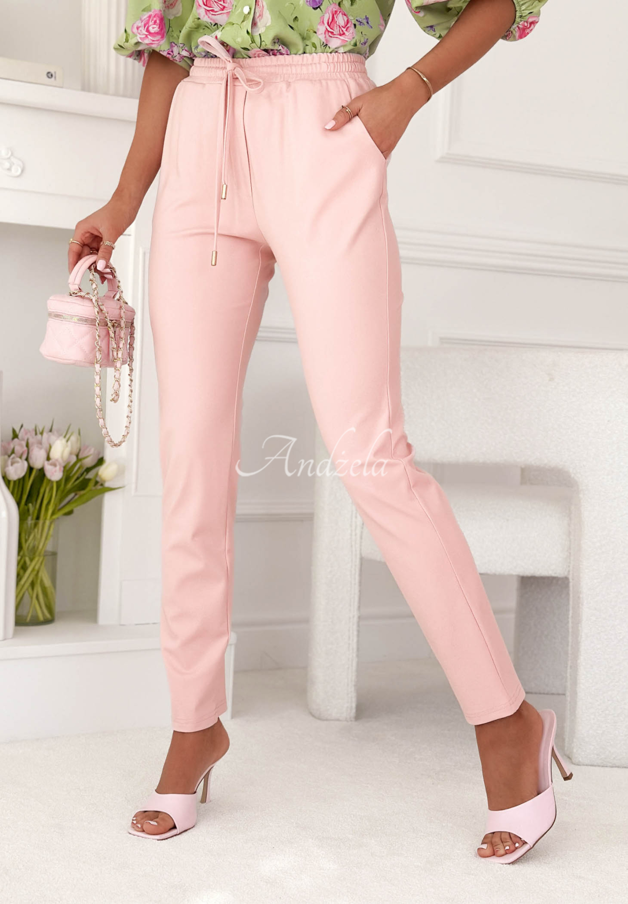 Do You Remember powder pink viscose fabric pants