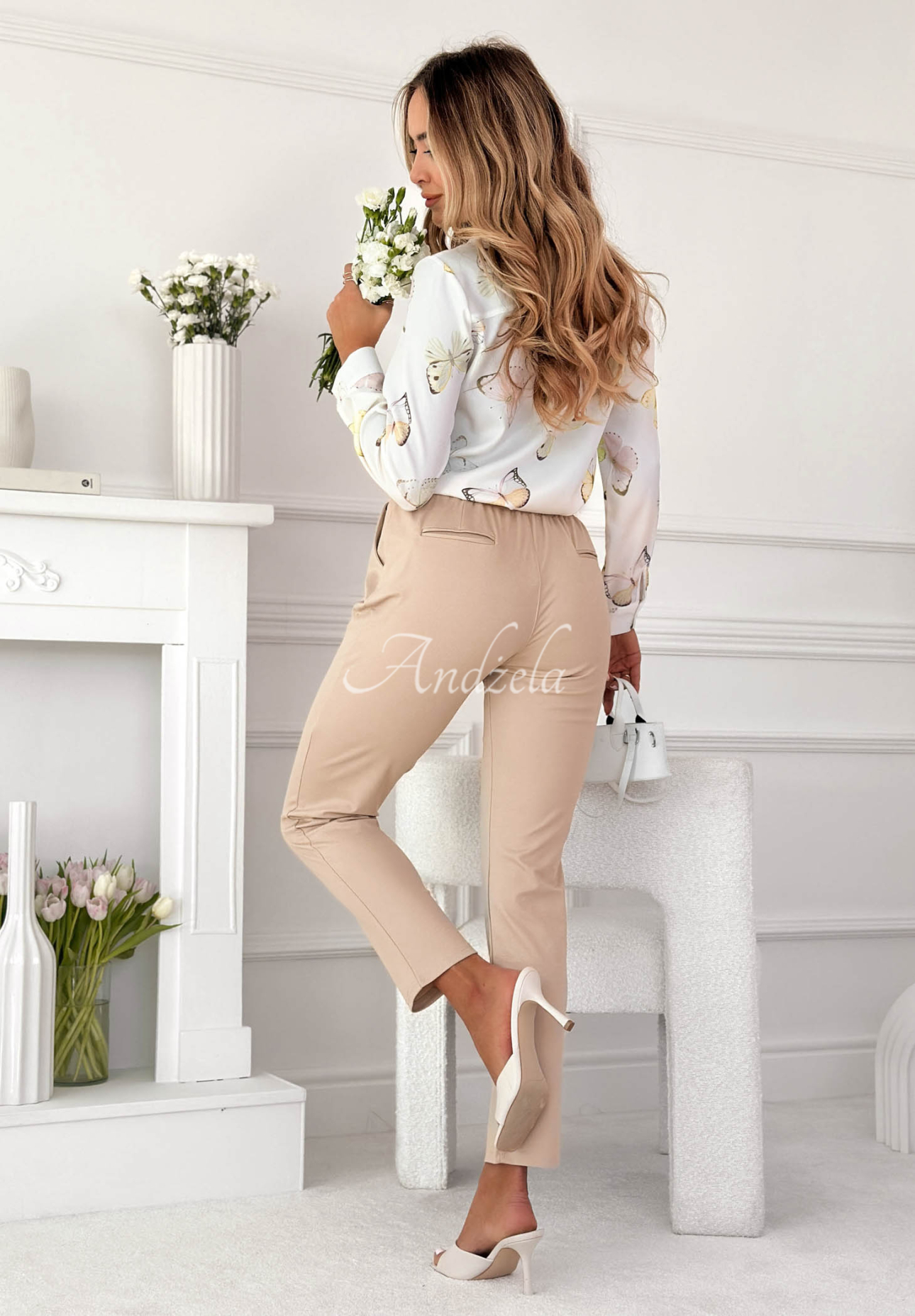 Do You Remember beige viscose fabric pants