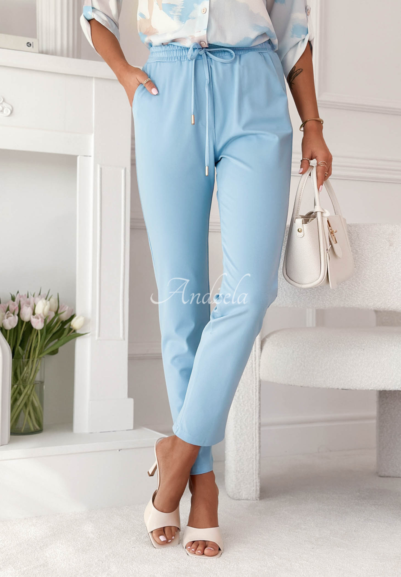 Do You Remember blue viscose fabric pants