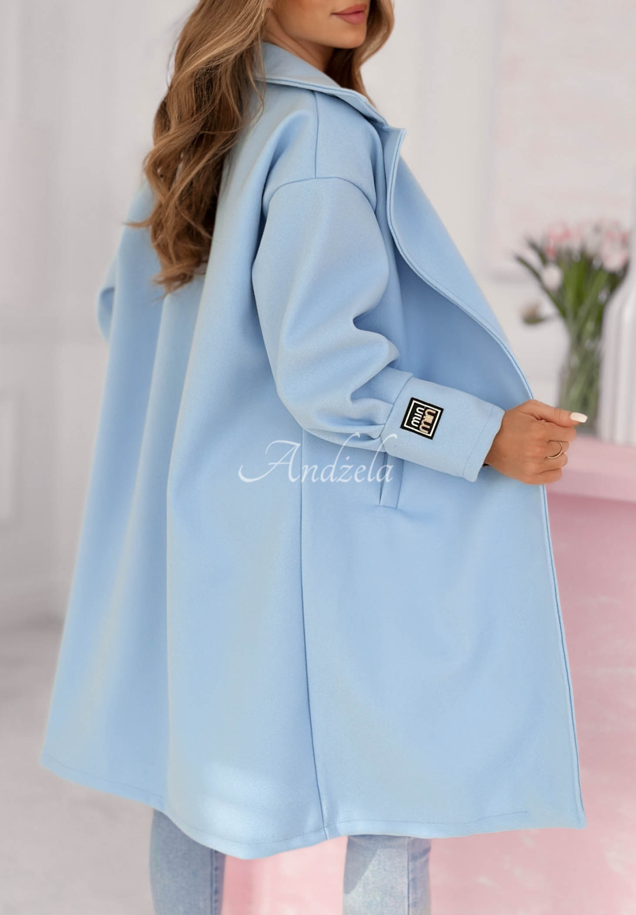 Long coat with Janette collar, sky blue