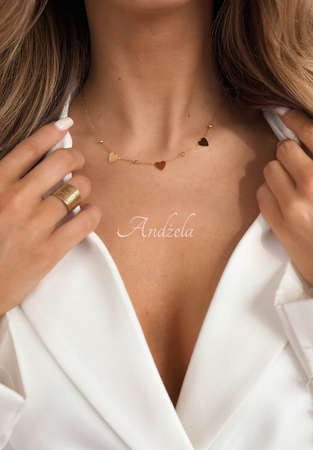 Golden Heart necklace with hearts, gold