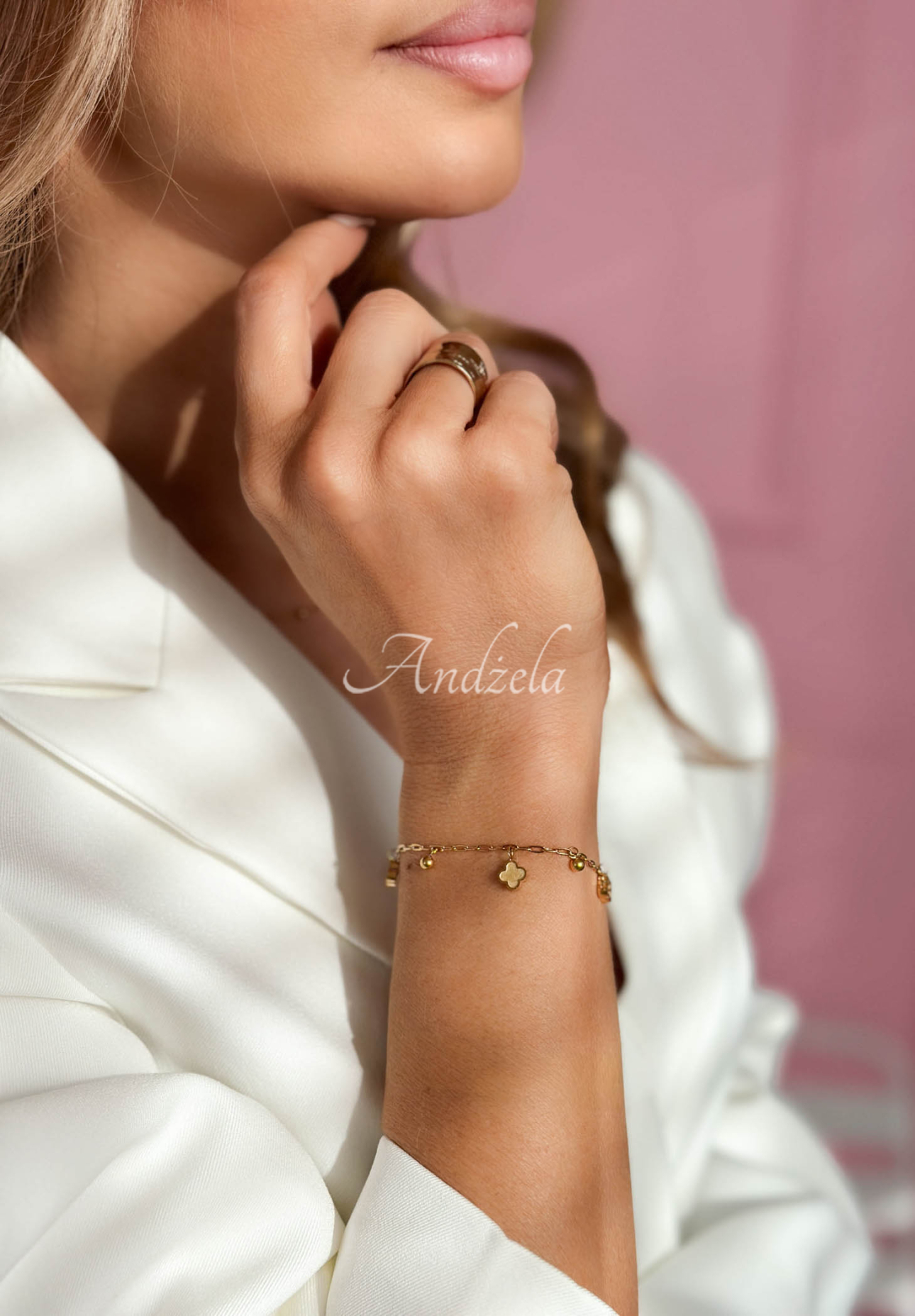 Bransoletka z koniczynkami Golden Clover złota