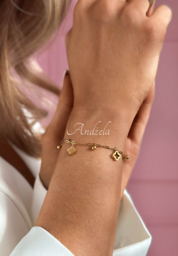 Golden Clover bracelet with clovers, gold