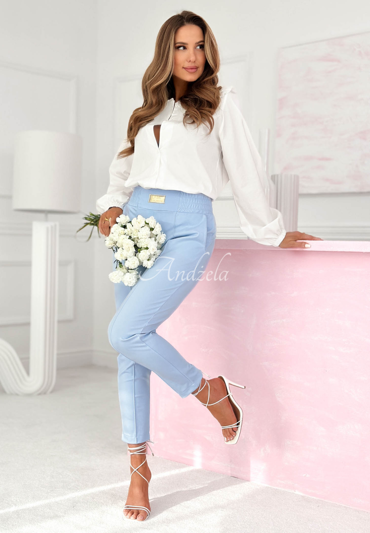 Wiskozowa koszula z ozdobnym kołnierzem Martha ecru