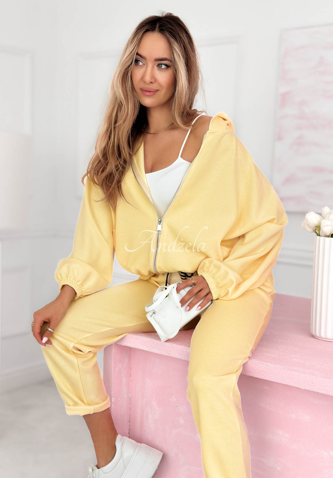 Kaia yellow viscose tracksuit set