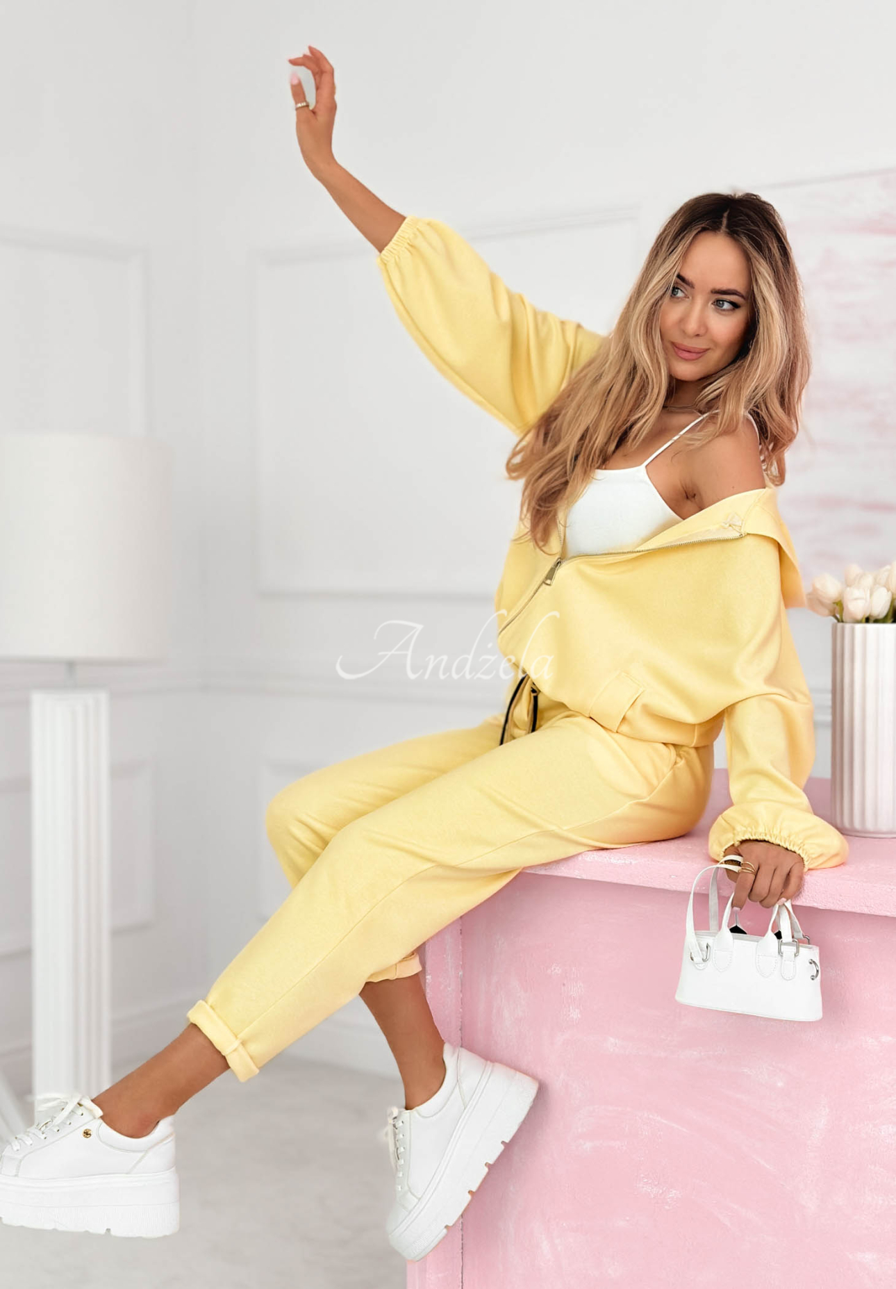 Kaia yellow viscose tracksuit set