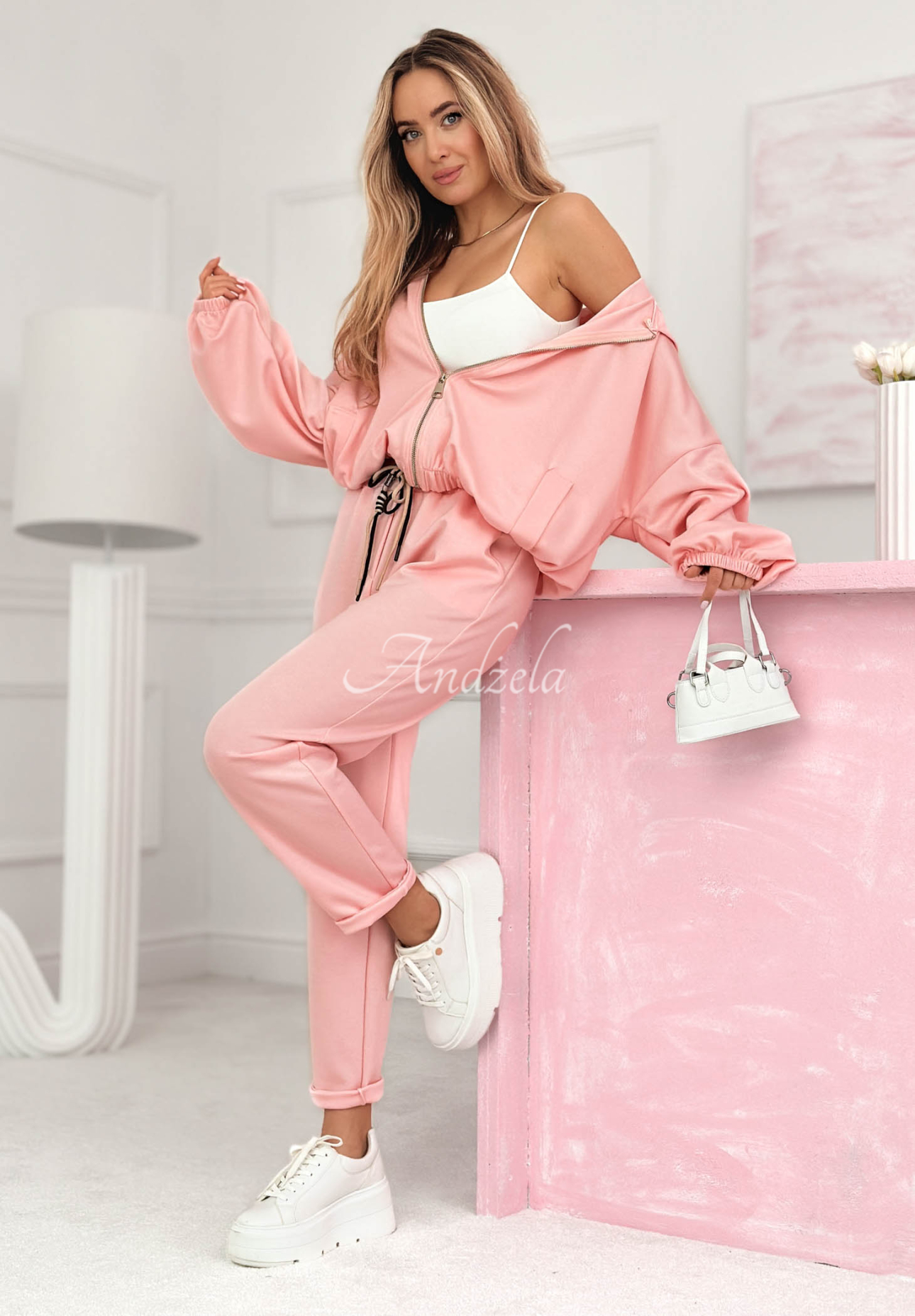 Kaia pink viscose tracksuit set