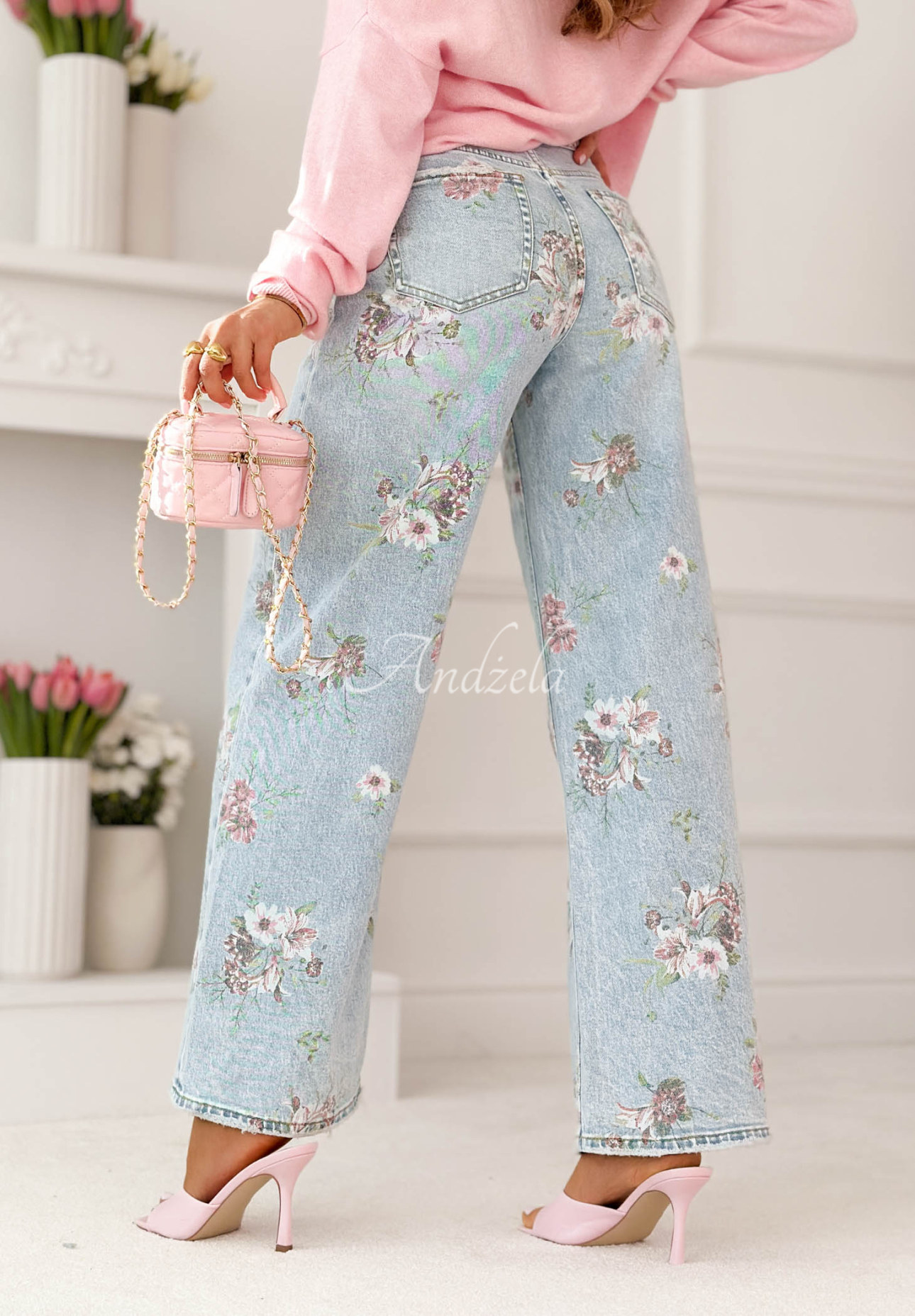Lizzie blue wide-leg floral jeans