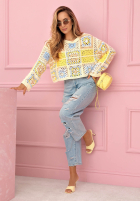 Ażurowy sweterek boho Yasmine różowy