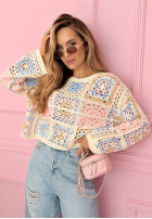 Ażurowy sweterek boho Yasmine różowy