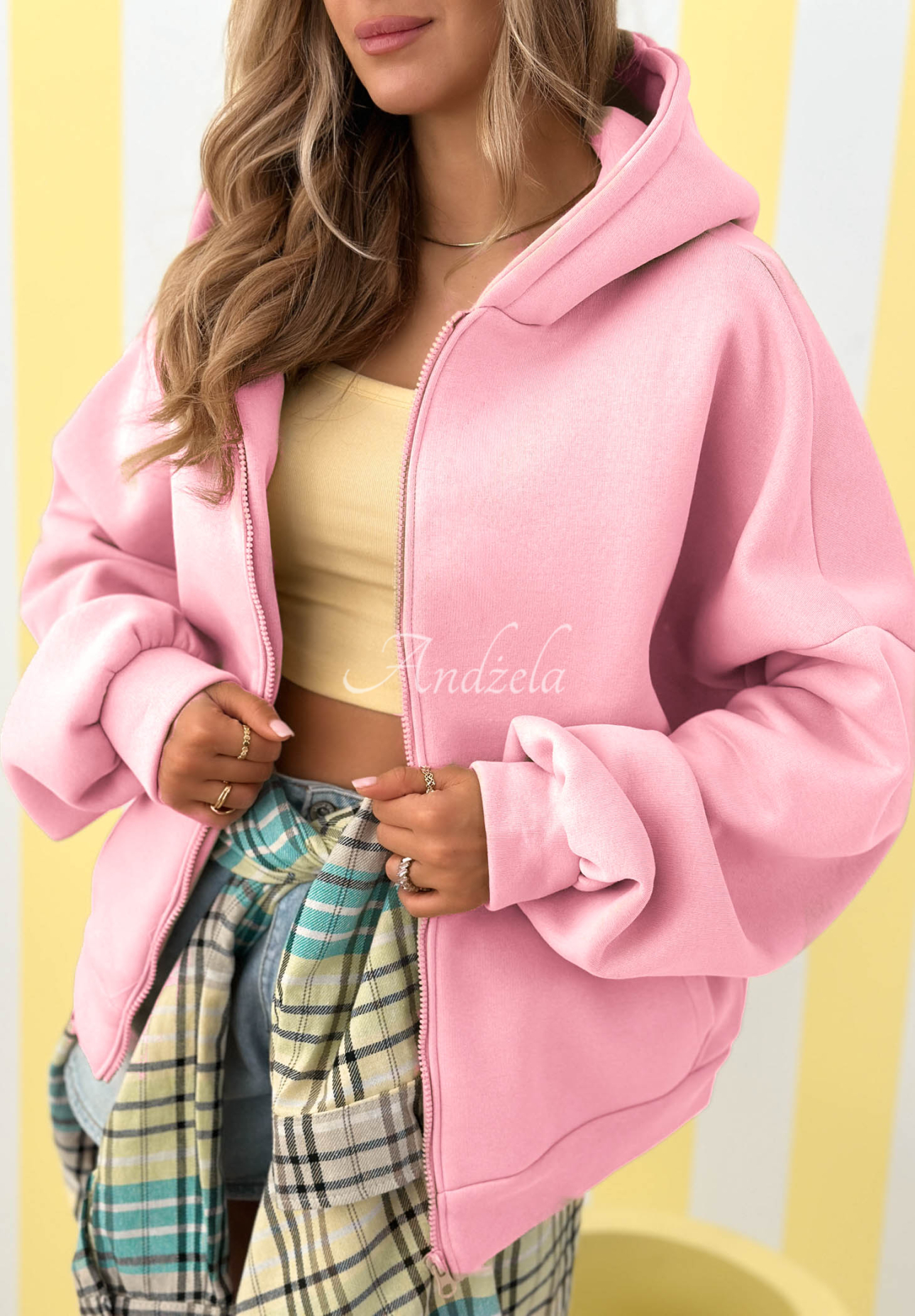 Don't Tell oversized hoodie, pink