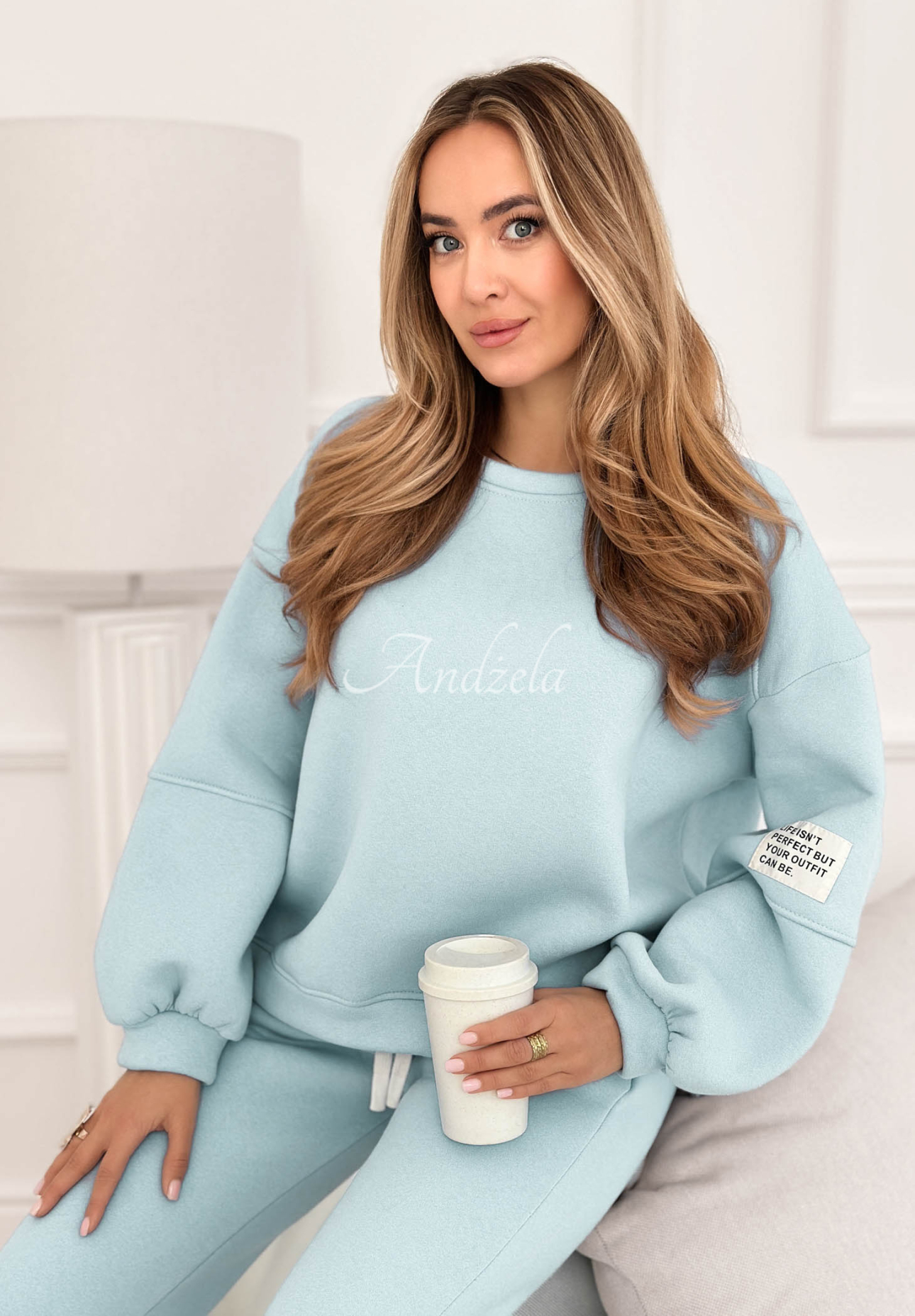 Fits Me Perfectly light blue cotton tracksuit set