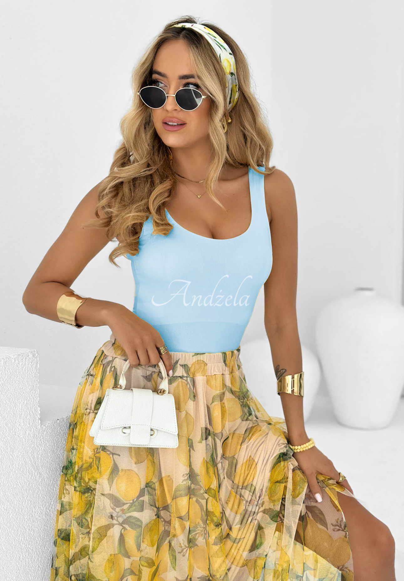 Hold My Heart strappy bodysuit, light blue