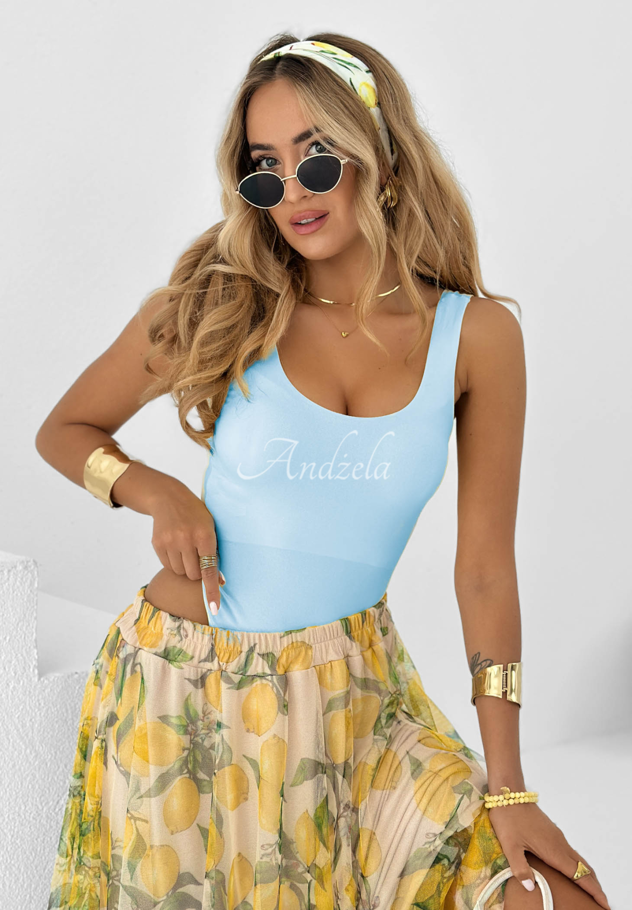 Body na ramiączkach Hold My Heart błękitne