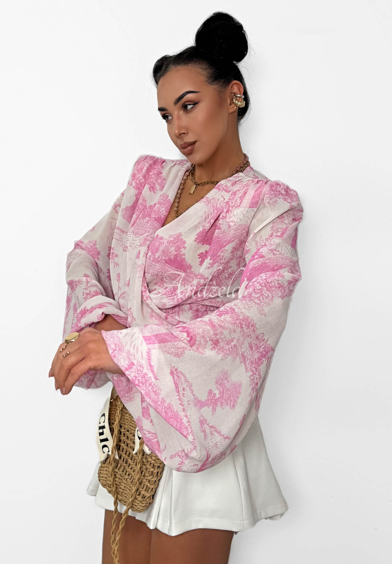 La Milla Angelina Pink Patterned Viscose Knit Blouse