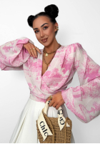 La Milla Angelina Pink Patterned Viscose Knit Blouse