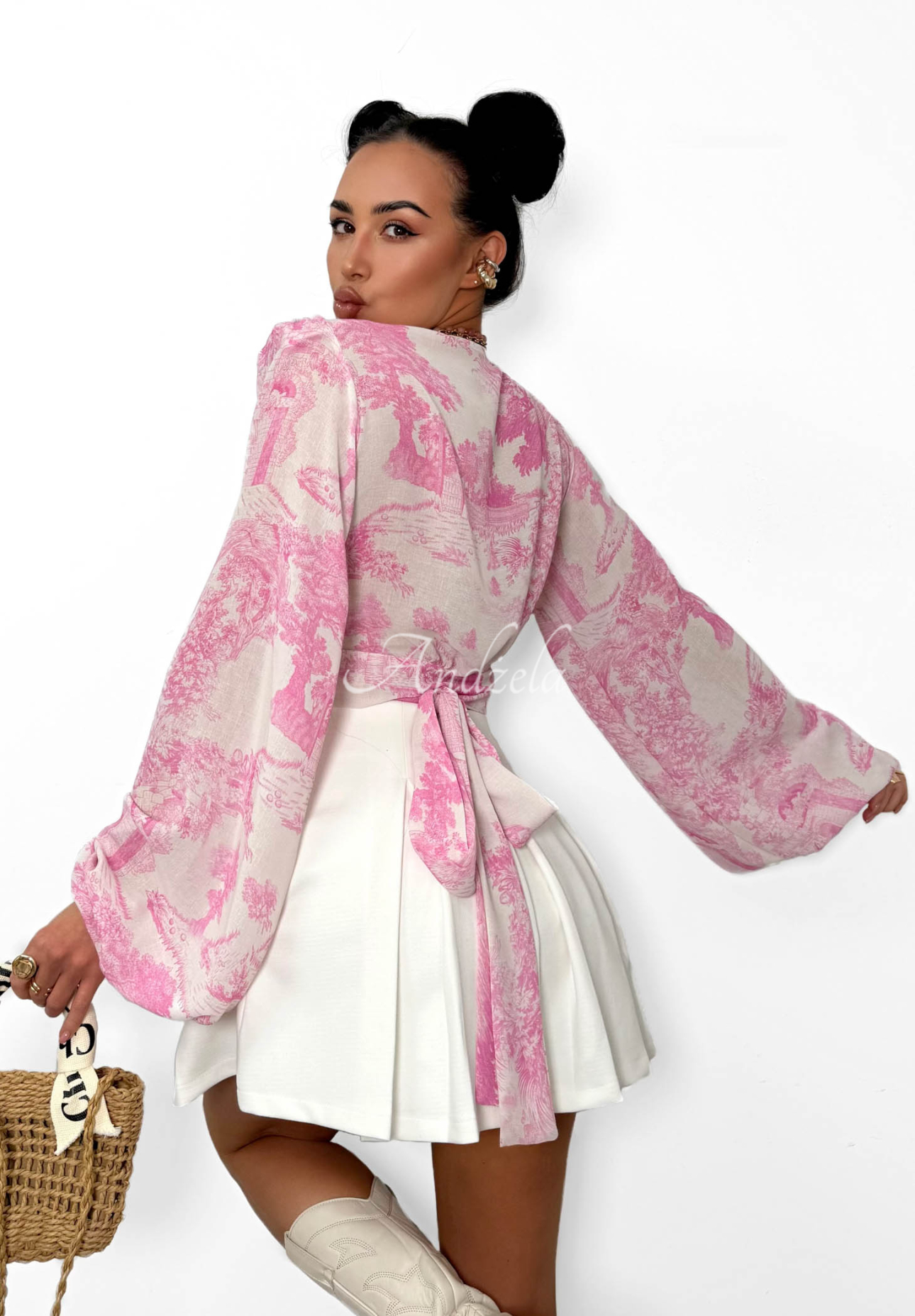 La Milla Angelina Pink Patterned Viscose Knit Blouse