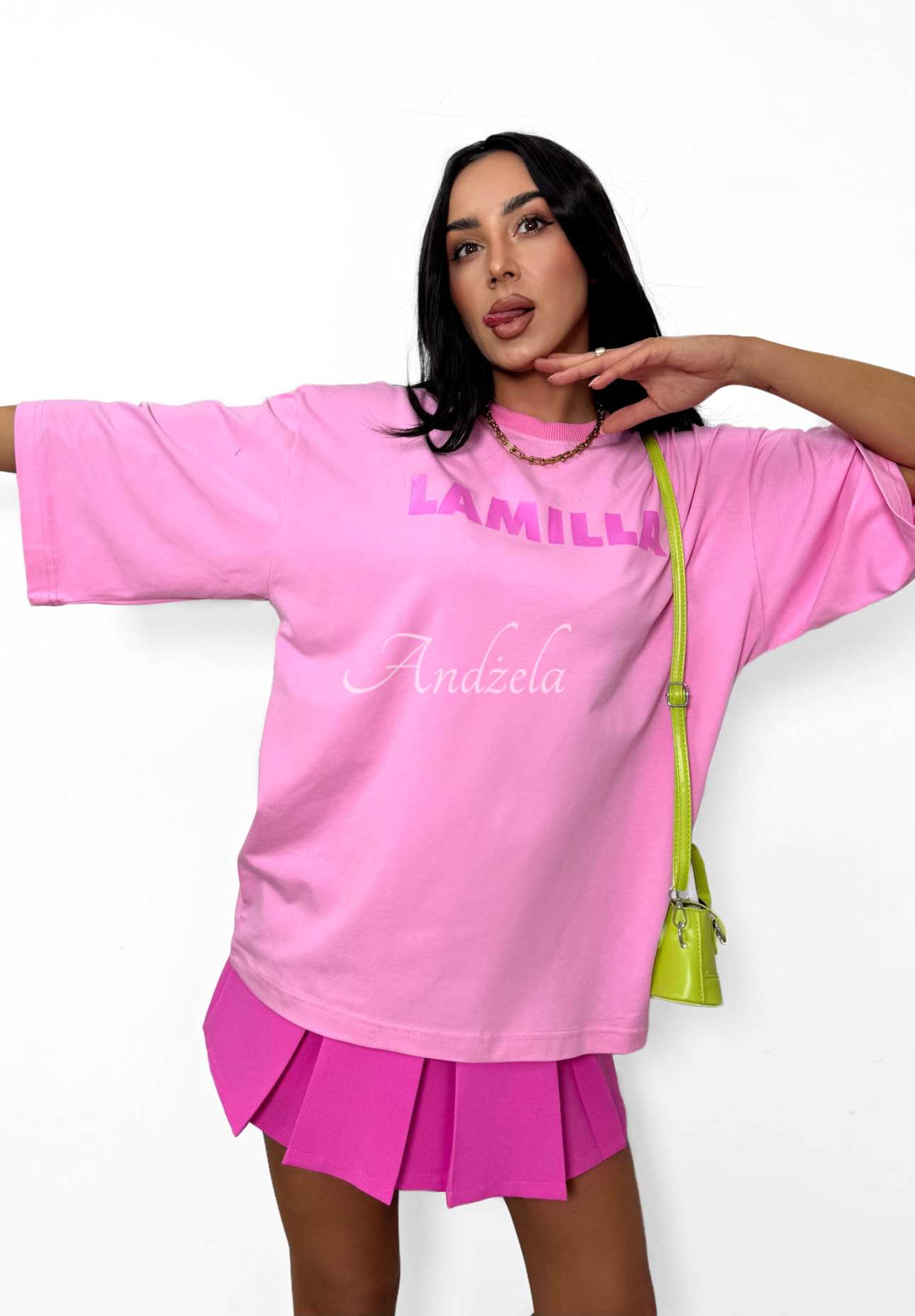 Wiskozowy T-shirt oversize La Milla Sophia różowy