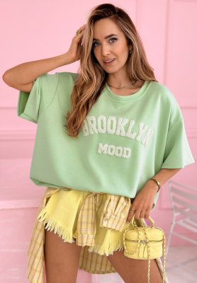 Oversized butter T-shirt with viscose and modal Brooklyn Mood pistachio