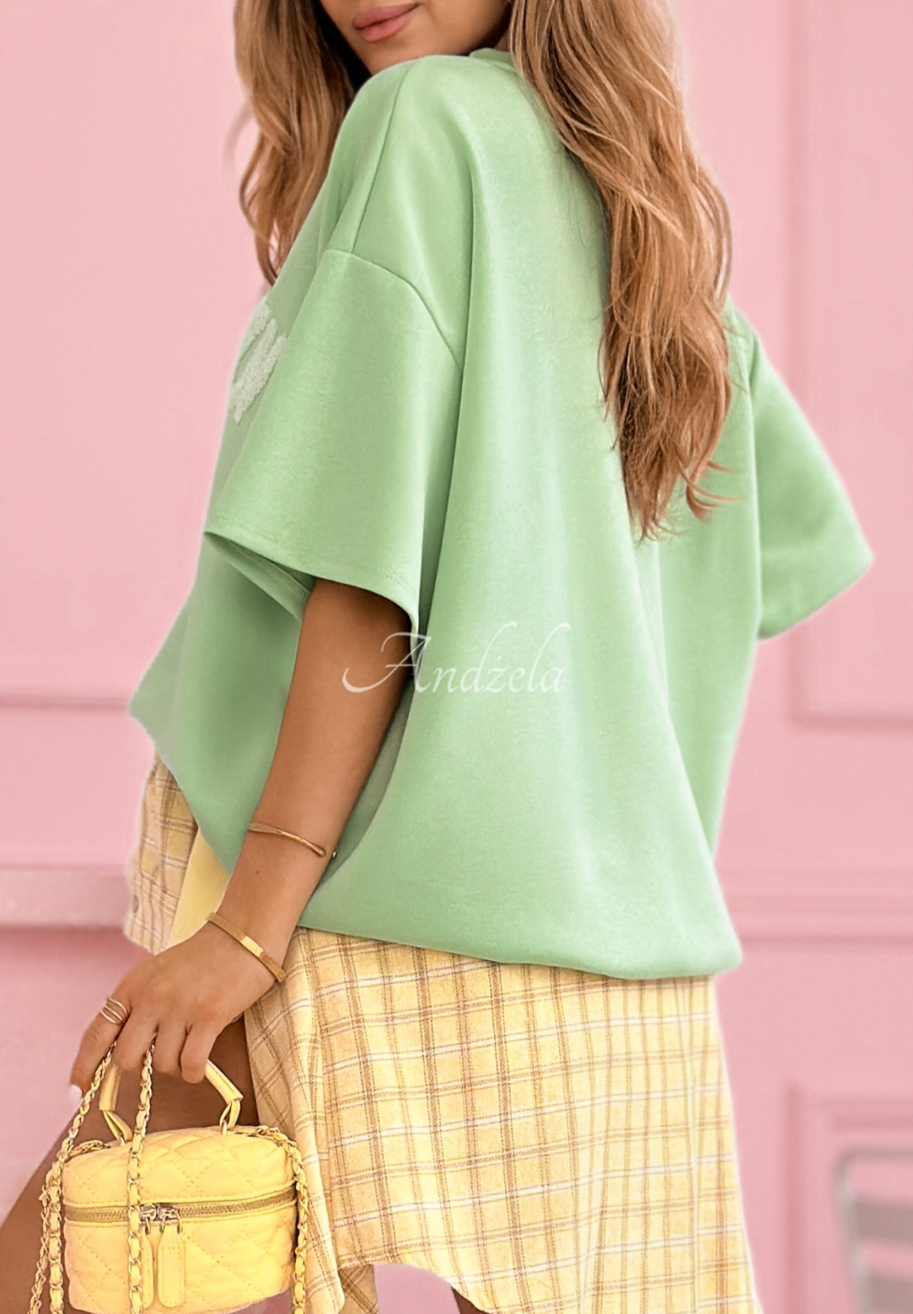 T-shirt oversize masełko z wiskozą i modalem Brooklyn Mood pistacjowy