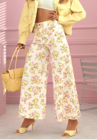 Jeansowa spódnica midi w kwiaty La Flora biała