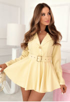 Marynarkowa sukienka z paskiem Full Of Light pudrowy róż