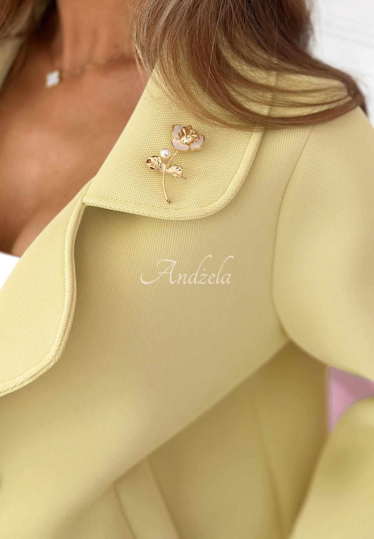 Short coat with collar Maristella yellow